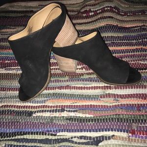 Black leather lucky brand mules